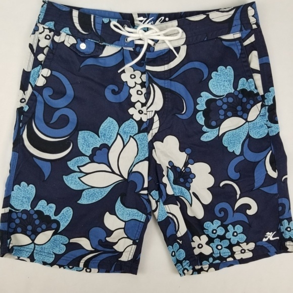 HOBIE BY HURLEY-  Men’s Size 32 Hybrid COTTON WALK/BOARD SHORTS- Floral Blue - Picture 3 of 14